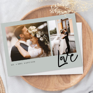 Cartão De Agradecimento Simples Roteiro de Amor 2 Fotos Casamento