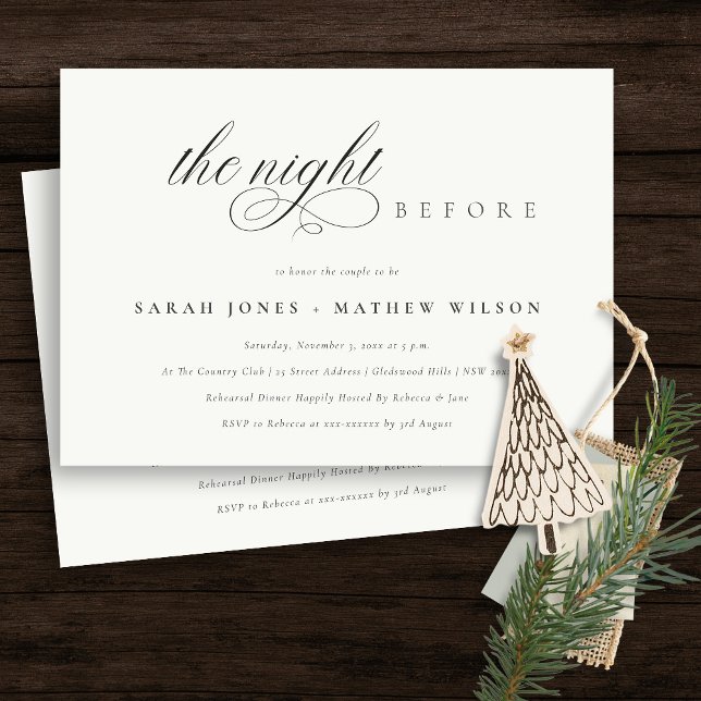 Cartão De Agradecimento Simples Script Black White Night Antes De Convidar (Criador carregado)