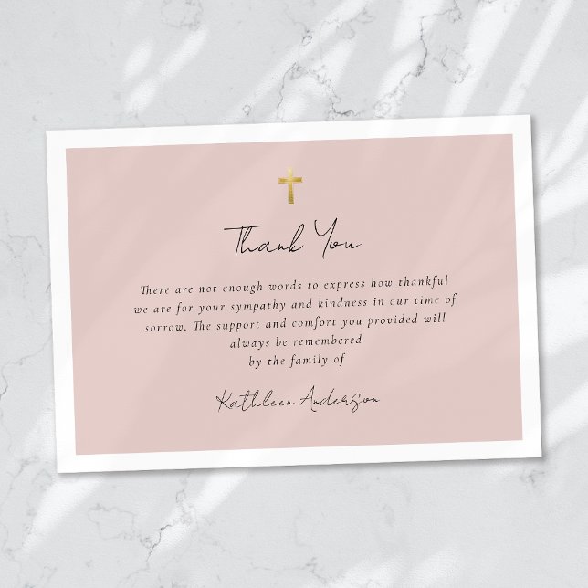 Cartão De Agradecimento Simples Script Dourado Simples Simpatia Funeral (Criador carregado)