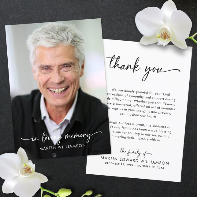 Cartão De Agradecimento Simples Script Funeral De Fotografia Obrigado (Criador carregado)