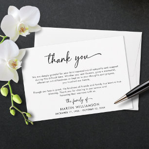 Cartão De Agradecimento Simples Script Funeral Obrigado
