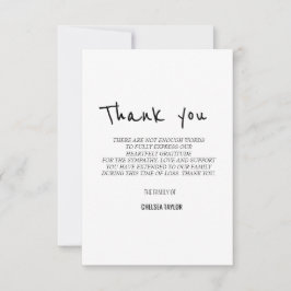 Cartão De Agradecimento Simples simpatia de Escrita Manual Funeral