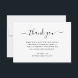 Cartão De Agradecimento Simples simpatia do Funeral Elegante Preto e Branc<br><div class="desc">Simples cartões de agradecimentos de compaixão por um funeral/memorial com um design minimalista com "obrigado você" junto com supressões em um roteiro manuscrito preto sobre um fundo branco. Use o modelo para adicionar facilmente sua mensagem personalizada. Um design básico e simples que ainda se encontra tão elegante.</div>