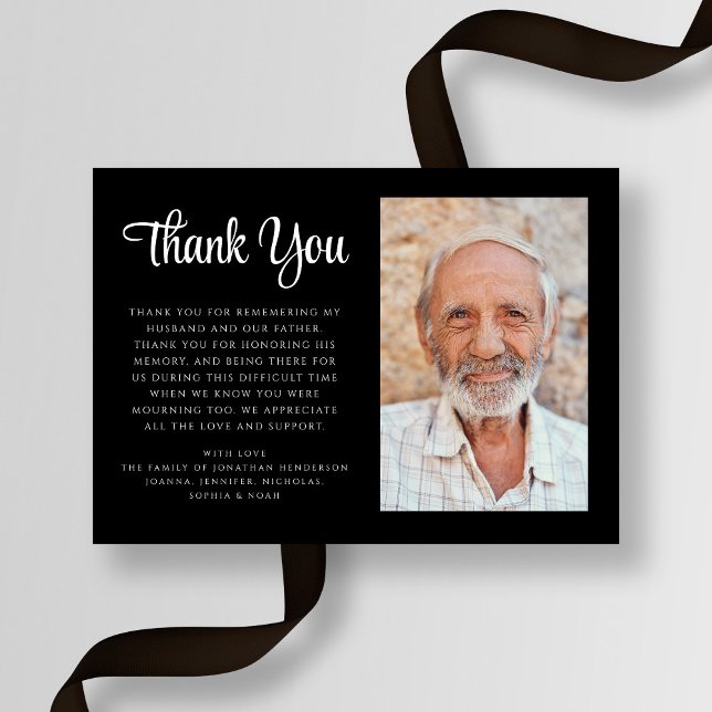Cartão De Agradecimento Simples Simples Simpatia Foto Funeral (Elegant Simple Sympathy Photo Funeral Thank You Card)