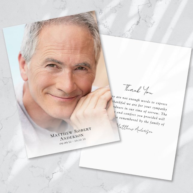 Cartão De Agradecimento Simples Simples Simpatia Fotográfica Funeral (Criador carregado)