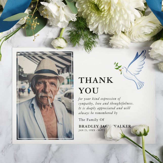 Cartão De Agradecimento Simples Simples Simpatia Funeral de Foto de Porta  (Criador carregado)