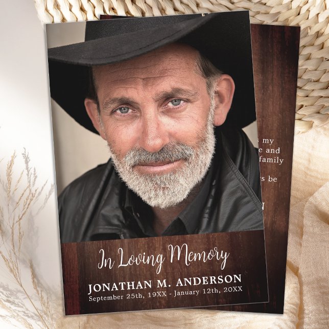 Cartão De Agradecimento Simples Simples Simpatia Memorial Foto do Funeral  (Criador carregado)