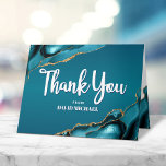 Cartão De Agradecimento Simples Turquesa de Agato Moderno do bar Mitzvah<br><div class="desc">"Obrigado." Certifique-se de que seu Bar favorito Mitzvah mostre seu apreço a todos que apoiaram seu evento de marco! Envie este cartões de agradecimentos legal, único, moderno e personalizado. Escrito manuscrito azul-turquesa e negrito, a tipografia sans serif sobrepõe um fundo branco simples e limpo com rochas azul-turquesa, acentuadas com veias...</div>