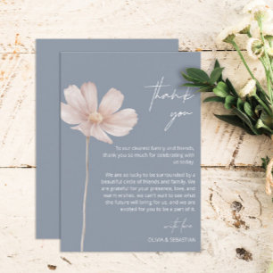 Cartão De Agradecimento Simples Wildflower Boho   Casamento de Dusty Blue