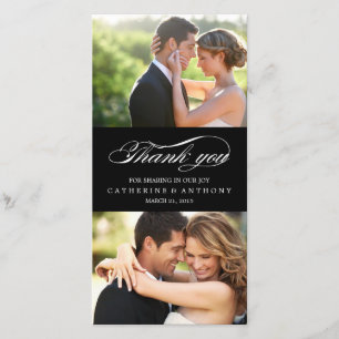Cartão De Agradecimento Simplesmente Elegante Casamento Obrigado - Preto