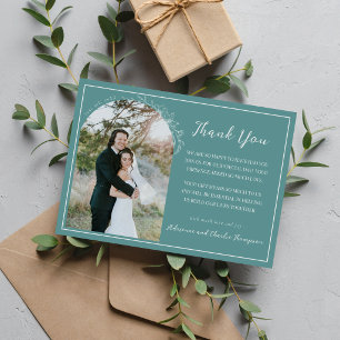 Cartão De Agradecimento Simplicidade Floral 1 Casamento Azul Ovo de Pato