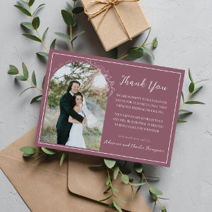 Cartão De Agradecimento Simplicidade Floral 1 Casamento Dusk Mauve