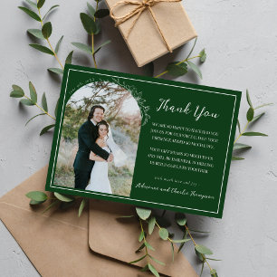 Cartão De Agradecimento Simplicidade Floral 1 Casamento Evergreen
