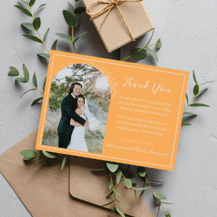 Cartão De Agradecimento Simplicidade Floral 1 Casamento Laranja Sorvete
