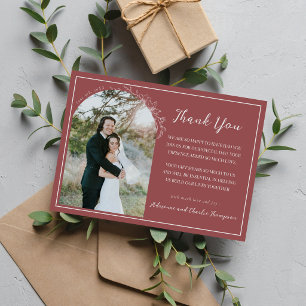 Cartão De Agradecimento Simplicidade Floral 1 Casamento Marsala
