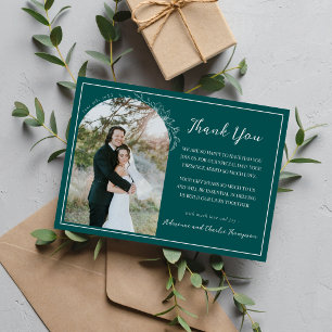 Cartão De Agradecimento Simplicidade Floral 1 Casamento Peacock Azul-Celes