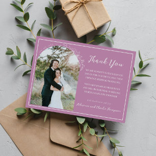Cartão De Agradecimento Simplicidade Floral 1 Casamento Roxo Lavanda
