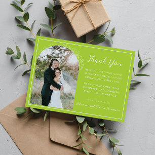 Cartão De Agradecimento Simplicidade Floral 1 Casamento Verde Chartreuse