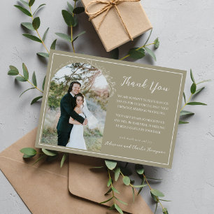 Cartão De Agradecimento Simplicidade Floral 1 Casamento Verde Musgo