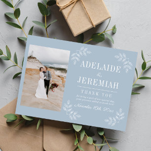 Cartão De Agradecimento Simplicidade Floral 2 Casamento Azul Gelo