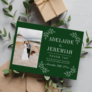 Cartão De Agradecimento Simplicidade Floral 2 Casamento Evergreen