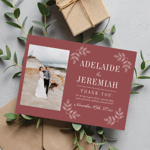 Cartão De Agradecimento Simplicidade Floral 2 Casamento Marsala
