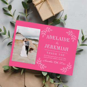 Cartão De Agradecimento Simplicidade Floral 2 Casamento Rosa Cravo
