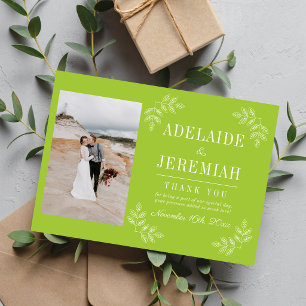Cartão De Agradecimento Simplicidade Floral 2 Casamento Verde Chartreuse