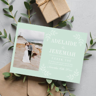 Cartão De Agradecimento Simplicidade Floral 2 Casamento Verde Menta