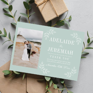 Cartão De Agradecimento Simplicidade Floral 2 Casamento Vidro do Mar