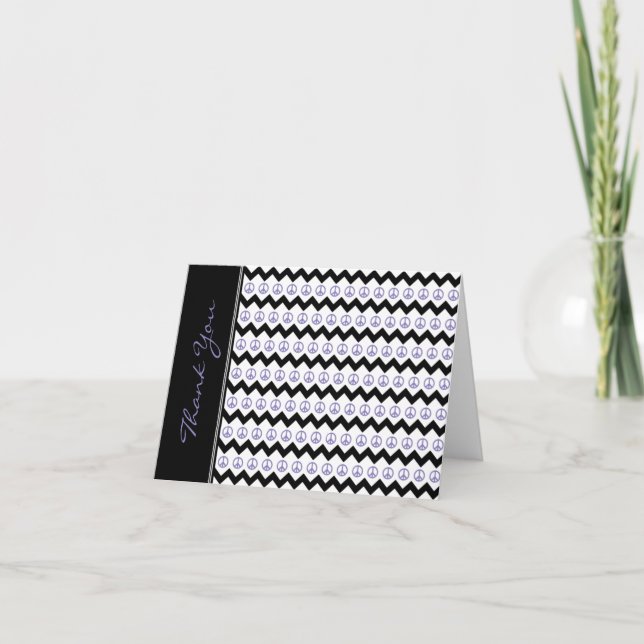 Cartão De Agradecimento Sinais de paz roxa-negra moderna - Obrigado (Frente)