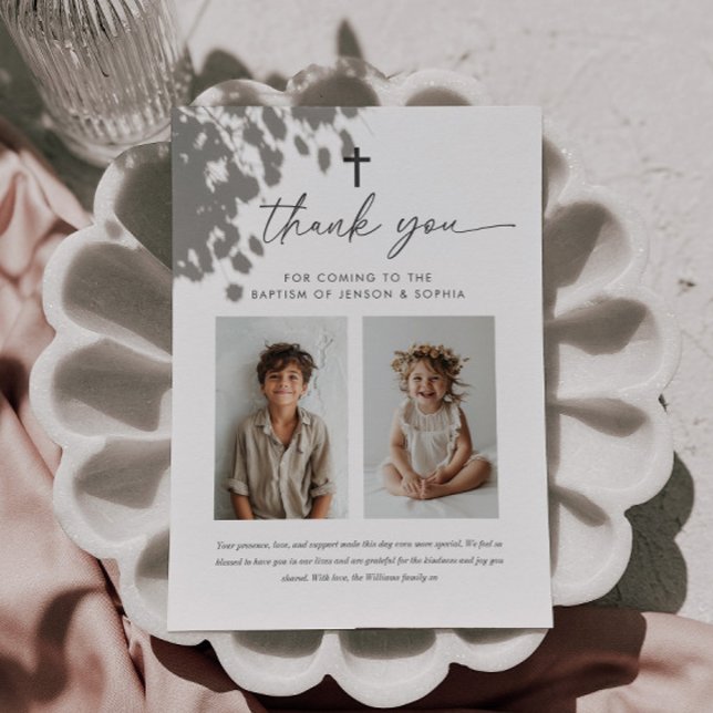 Cartão De Agradecimento Sinal de boas-vindas ao Batismo Conjunto 2 Foto (Criador carregado)