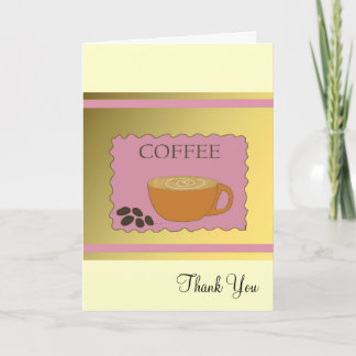 Cartão De Agradecimento Sinal de Café Cor-de-Rosa Obrigado