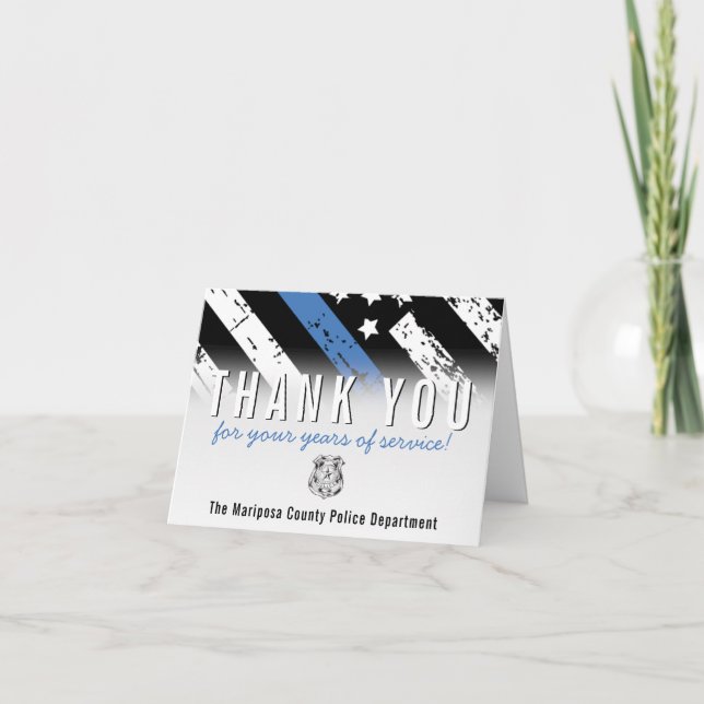 Cartão De Agradecimento Sinalizador da Linha Azul do Aniversário da Políci (Frente)