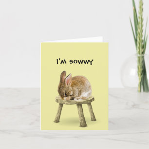 Cartão De Agradecimento Sinto muito, Bunny Rabbit Card