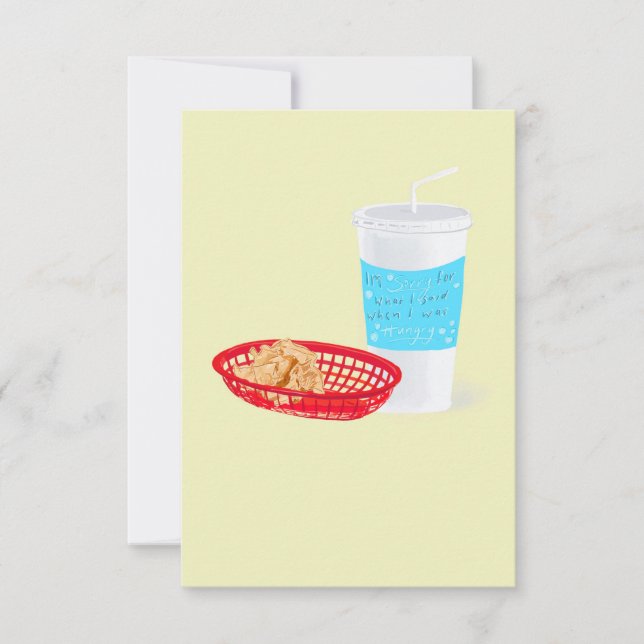 Cartão De Agradecimento Sinto muito pelo que disse quando estava com fome, (Frente)