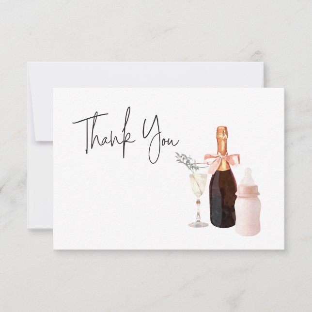 Cartão De Agradecimento Sip e veja o Chá de fraldas personalizável Obrigad (Frente)