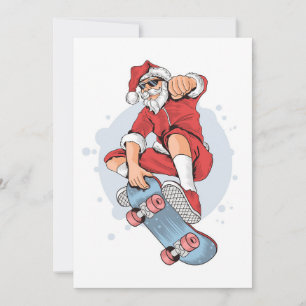 Cartão De Agradecimento Skateboarder Skateboard Snowman
