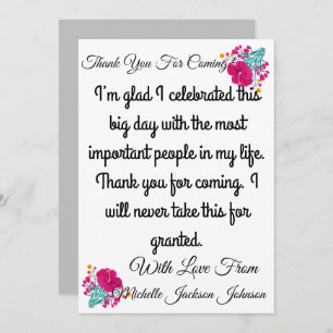 Cartão De Agradecimento Skaymarts Floral Obrigado por vir