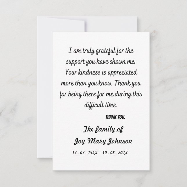 Cartão De Agradecimento Skaymarts | Tempo Simples Difícil Nota (Frente)