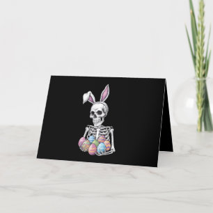Cartão De Agradecimento Skeleton Bunny Segurando Ovos De Páscoa Coelho Eng