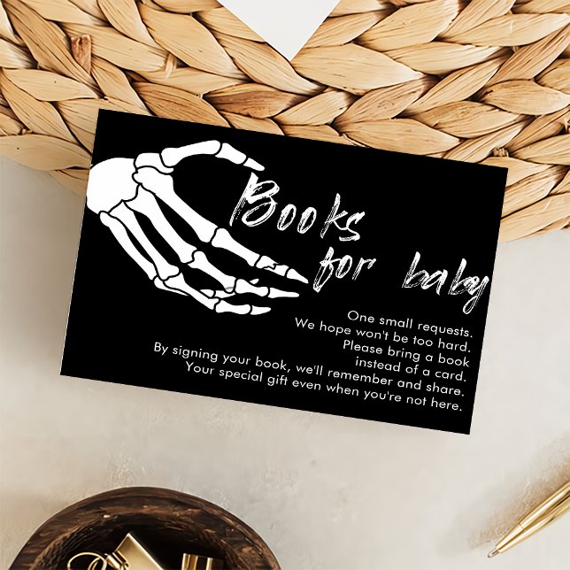 Cartão De Agradecimento Skeleton Halloween Book For Baby Enclosure Card (Criador carregado)