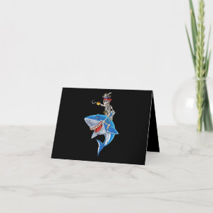 Cartão De Agradecimento Skeleton Pirate Riding Shark Cute Boys Halloween