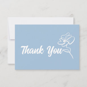 Cartão De Agradecimento Sketch Floral Azul Clássico Francês