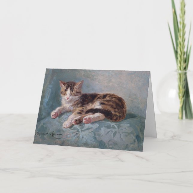 Cartão De Agradecimento Sleepy Kitten por Henriette Ronner-Knip (Frente)