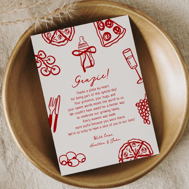 Cartão De Agradecimento Slice Slice Baby Pizza Chá de fraldas Grazie (Criador carregado)