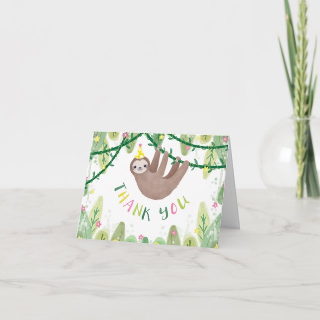 Cartão De Agradecimento Sloth themed thank you birthday card (Frente)