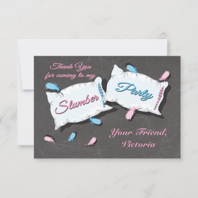 Cartão De Agradecimento Slumber Party Sleep Over Obrigado note card (Frente)