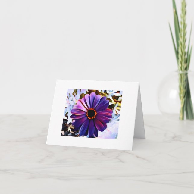 Cartão De Agradecimento Small, 4" x 5.6" Folded Card. Purple Flower. (Frente)