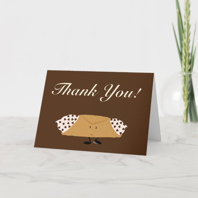 Cartão De Agradecimento Smiling chocolate chip cannolo thank you card (Frente)